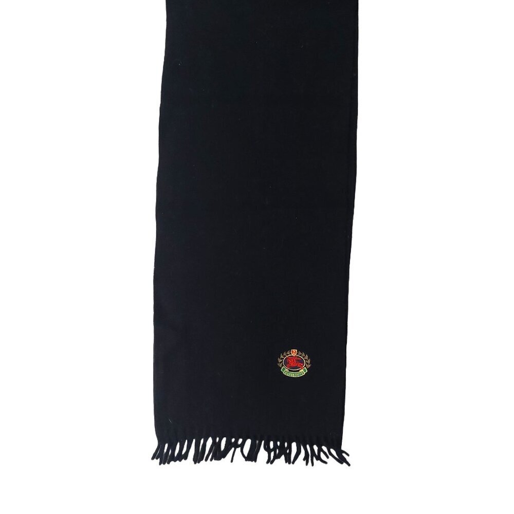 Vintage Burberry Solid Black Embroidered Prorsum Logo Scarf Scarves - Picture 2 of 5